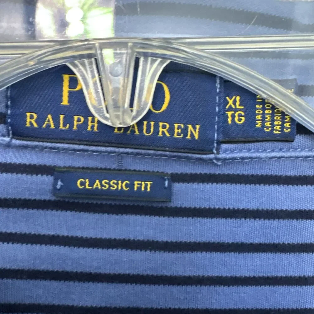 Polo Ralph Lauren polo shirt men xl Striped blue cotton